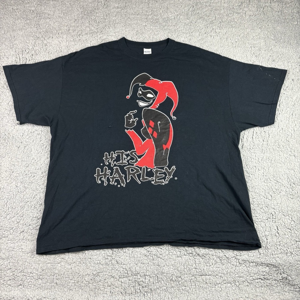 His Harley Quinn Tee Size 2X Unisex‎ Black Short Sleeve Crew Neck Front Graphic